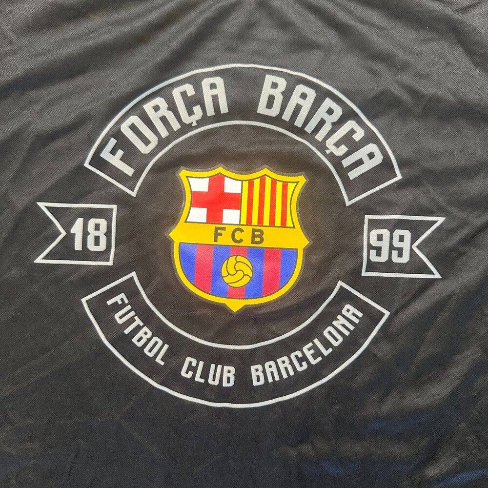 FC Barcelona "Força Barça" Youth Large Black T-Shirt Soccer Euro Spain FIFA